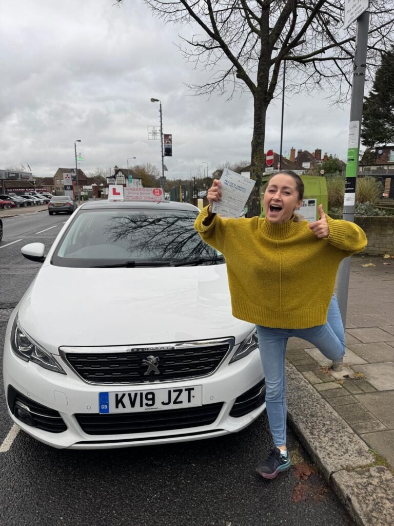 Olena Berezovska after passing a driving test