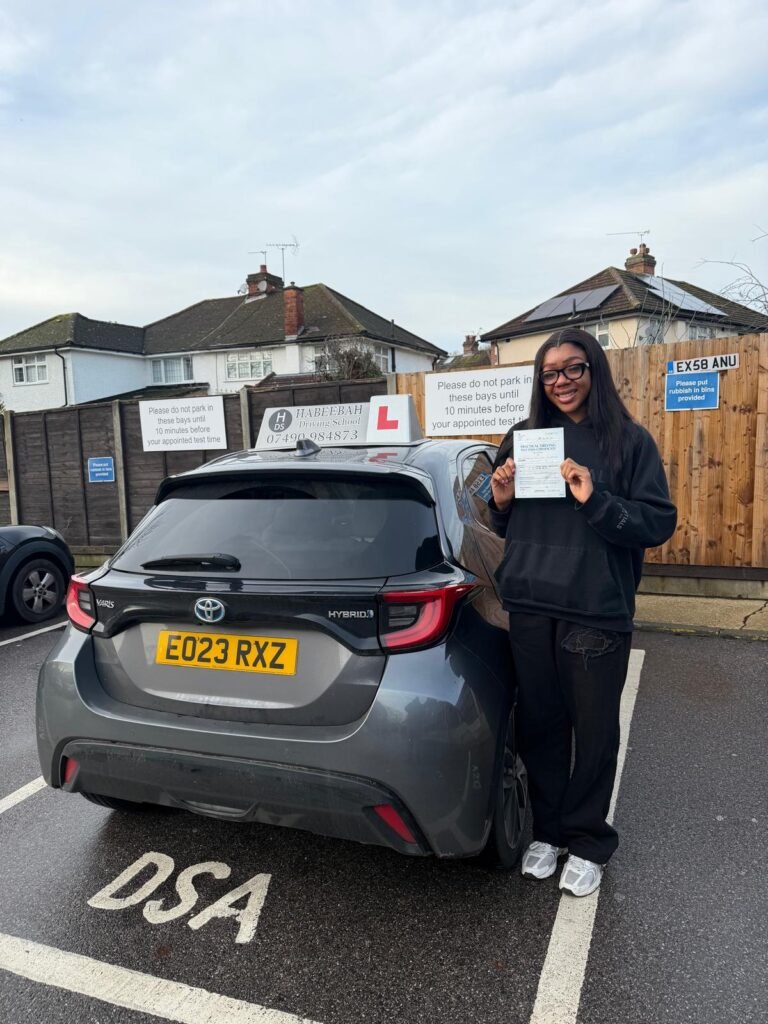 Kenna Anyaeche after passing a driving test