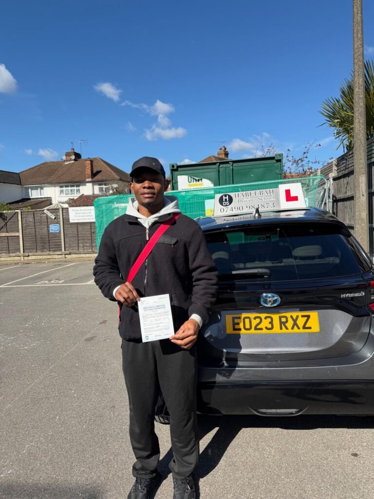 Christian Okonta after passing a driving test